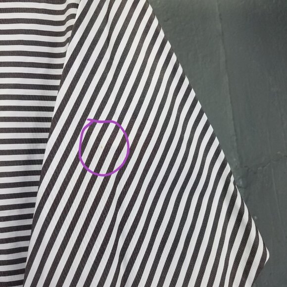 Ming Wang Heritage Fit Blouse Women's L Poplin Shawl Collar V-Neck Stripe NEW - Picture 8 of 16